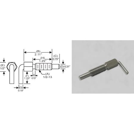 S & W Manufacturing L-Handle, Non Lock Nose P, 1/2-13", 1.25" LNS-5